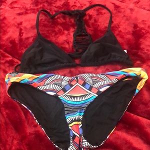 Black tribal reversible rip curl bikini